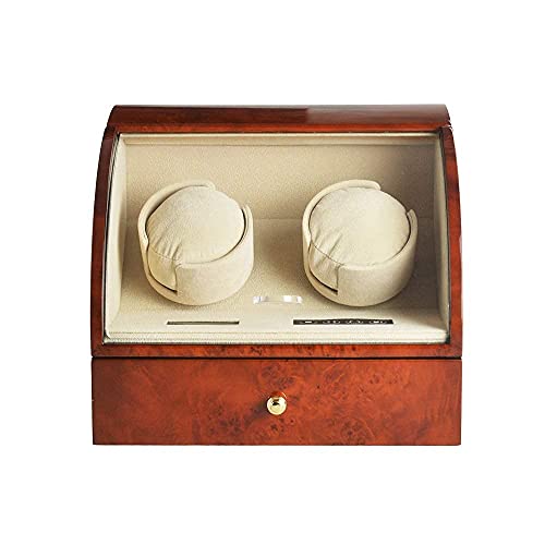Caja giratoria de madera para 2 relojes automáticos con acabado en pintura de piano de lujo y pantalla táctil LED