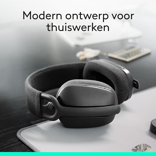Logitech Zone Vibe 100 lichte draadloze over ear koptelefoon met ruisonderdrukkende microfoon, Advanced Multipoint Bluetooth koptelefoon, werkt met Teams, Google Meet, Zoom, Mac/PC - Grijs - Afbeelding 3