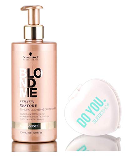 Schwarzkopf Pro BlondMe Keratin Restore Bonding All Blonde Cleansing Conditioner - 16.9 oz/500ml (includes free Sleek Compact Mirror)