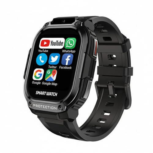 Pyrrhionia 4G LTE GPS Smartwatch Phone for Men Women, SIM Card (Answer/Make Call), 2GB+16GB, Android 8.1 Activity Tracker with Heart Rate, App Store HD Camera Video Calling 2.13 inch AMOLED Screen