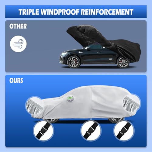 Image of Car Cover Custom Fit for Audi Q5 /SQ5 2009-2026, Migaven Waterproof Full Exterior Cover Sun Rain Protection with Door Zipper and Cotton Lining, Silver