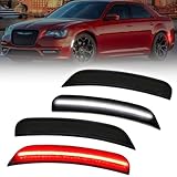VANKUB Front & Rear LED Side Marker Lights for Chrysler 300 2015-2024, 300 Smoked Lens Side Bumper Marker Lights, Chrysler White & Red LED Turn Signal Lamps, 4 PCS