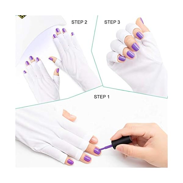 SUBAY UV Gloves for Gel Nail, UV Protection Fingerless Gloves for Manicures Nail Art, Sun Gloves for Gel Nail Lamp with UPF 50+, Long White