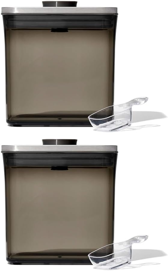 OXO Steel POP Coffee Container with Scoop - 1.7 Qt for Coffee, Tea and More, Grey - Pack of 2