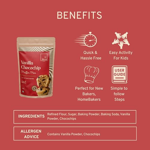 Image of 11Eleven Bakery Healthy Muffin Mix |Vanilla Chocochip, 230gm each Pack of 5 | Healthy Muffin Mix| Millet Muffin Mixes