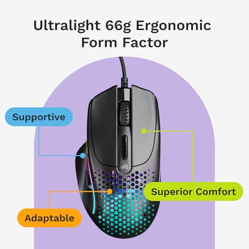 Image of GLORIOUS Gaming Model I 2 Wired Gaming Mouse: 9 Programmable Buttons (2 Swappable), 66g Superlight, 26k Optical Sensor, 80M Click Rated Switches, MMO /MOBA /FPS, Side Thumb Rest (Black)