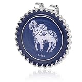 lasuroa Stilvolles Sternbild-Thema Golfballmarker& Magnetischer Hut Clip Set, Langlebig Eisen Ball Marker mit Hut Clip Blau Golf Zubehör für Männer(Widder)