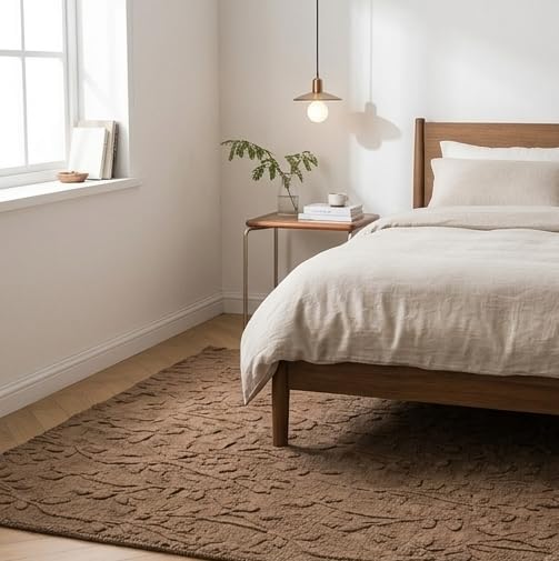 Image of HOMETHREADS Premium Plush Soft 2-Layer Faux Rabbit Fur Embossed Carpet, Washable Area Rug with Anti-Skid Backing for Living Room, Bedroom, Hall & Office, Ultra Soft Floor Carpet(Coffee, 2' x 6' Feet)