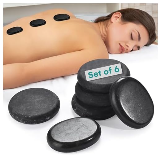 Pino Products Hot Massage Stones - 6 Large Essential Black Basalt Stones - Massage Therapy, Relaxation Basalt Stones - Rock Stone Massage Kit Warmer - Massage Tools for Professional or Pain Relief