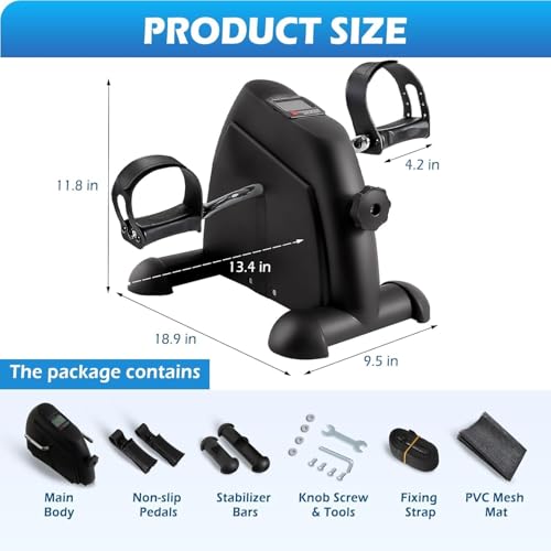 Image of TABEKE Under Desk Bike Pedal Exerciser - Mini Exercise Bike for Arm /Leg Exercise, Pedal Exerciser for Seniors with LCD Display 26714