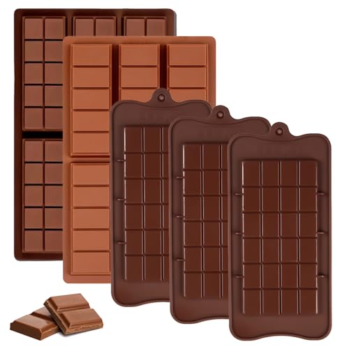 Molde Chocolate Dubai, 5 Piezas Moldes de Silicona para Turrón, Molde Tableta Chocolate, Moldes Para Barra De Chocolates Profundos De Silicona Sin BPA, para Dulces, Gelatina, Pudín
