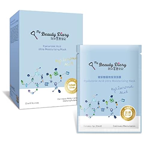 My Beauty Diary-Hyaluronic Acid Ultra Moisturizing Facial Mask, Instant Hydrating Water Type Refreshing Face Sheet Mask with Collagen for All Skin Concerns (8 Combo Pack) Cover