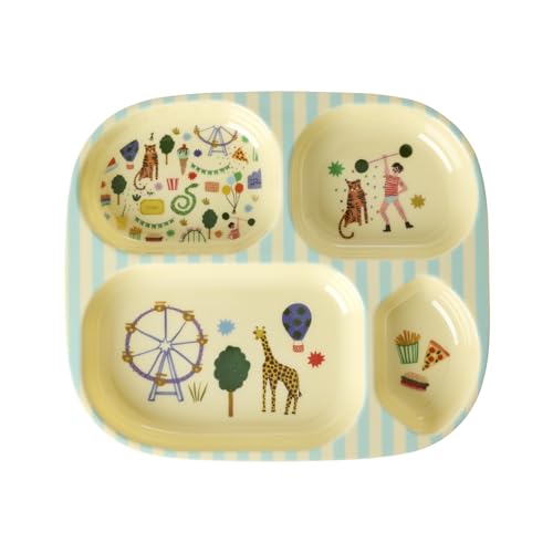 Rice Melamin Kinderteller mit 4er Einteilung - mint - Fun Fair Print