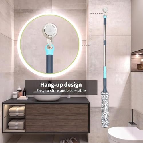 Image of Microfiber Twist Mop with Self Wringing Squeeze - Grey | Telescopic Extendable Long Handle | 360 Rotating Floor Mop for Wet & Dry Cleaning | Ideal for Tiles, Marble & Wooden Floors..