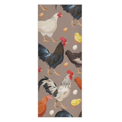 SEINDUS Colorful Chicken Hot Yoga Towel for Women & Men, Non Slip Super Absorbent and Quick Dry Yoga Mat Towel for Hot Yoga, Pilates and Fitness 73