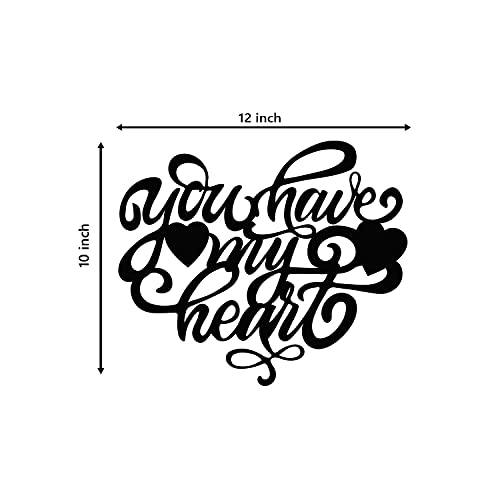 Image of eCraftIndia You Have My Heart Love Wooden Wall Decor for Living Room Bedroom | Home Wall Decor Items | Wall Art for Home Decor| Valentine Gift for Girlfriend Boyfriend Husband Wife Her Him