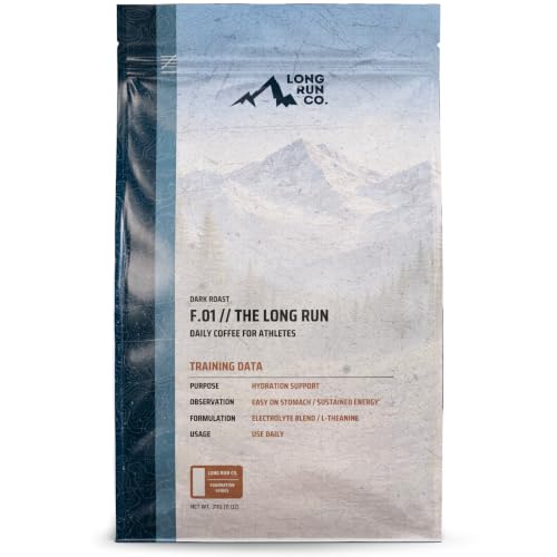 Image of Long Run Coffee - Daily Coffee for Athletes with Essential Electrolytes & L-Theanine - Hydration Protection + Easy on Stomach + Natural, Sustained Energy + Recovery for Runners and Athletes [Freshly Ground, Dark Roast]