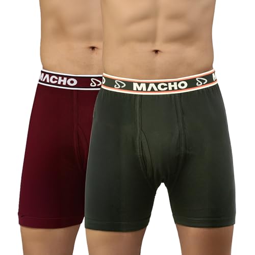 Image of sporto Men's Trunk | 100% Combed Cotton | Outer Elastic Comfort Fit Underwear | Soft Hand Feel | No Marks Waistband | Everyday Innerwear | Color May Vary (Pack of 2)