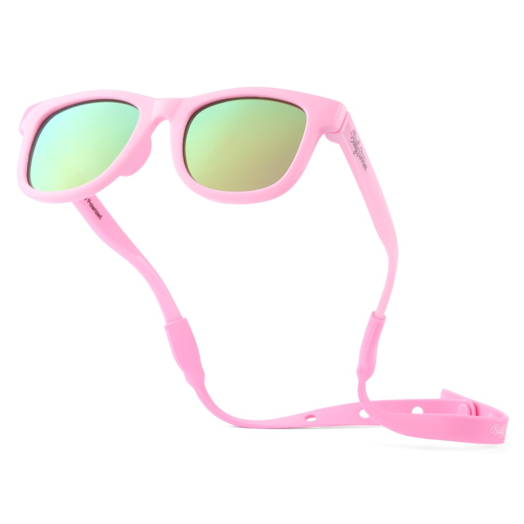 BABY SUNNIES Polarized Baby Sunglasses with Strap - Unbreakable Flexible Infant Sunglasses for Toddlers & Newborns 0-24 Months - Pink - Baby Beach Essentials - Infant Travel Essentials