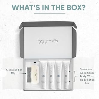 Infuse Amenity Kit | Hotel Bulk Toiletries | 1 oz Shampoo, Conditioner, Lotion, Body Wash, Cleansing Bar Soap for Guest Hospitality Vacation Rentals | 1 Set/Case