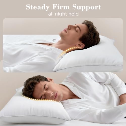 Image of viewstar Pillows King Size Set of 2, Fluffy, White | Firm Support, Down Alternative, Hotel Quality, Oeko-Tex Certified, Plump Filling, Machine Washable, for Side Back Sleepers