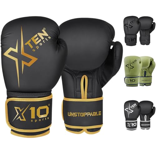 XTEN Boxing Gloves Perfect Sparring boost boxing training | Boxing bag train with Pro gym gloves ventilated boxing gloves pair to punch on punch bag (Golden, 12 Oz)