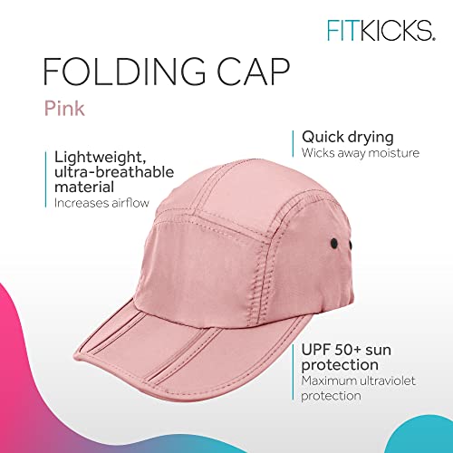 Fitkicks Folding Cap, Comfortable And Adjustable Ball Cap, Upf 50+ Sun Cap For Men And Women, Pink V2 #TOP1