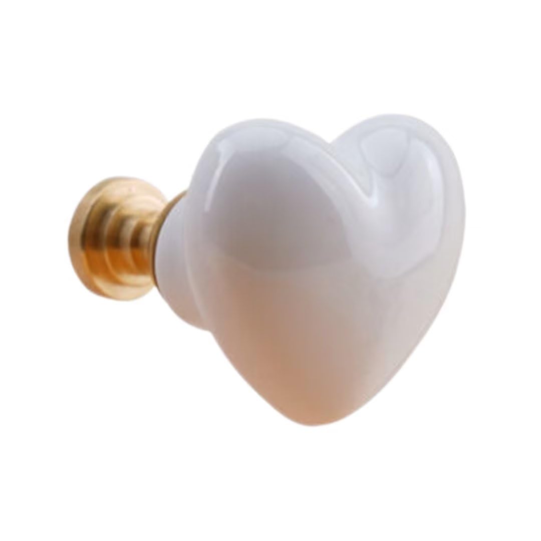 10 pomelli in ceramica a forma di cuore, per mobili da cucina, armadietti, cassetti, per la camera dei bambini, per comò, armadi, decorazioni per la casa, con base in ottone