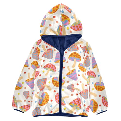 Colorful Mushrooms Girls Fleece Jacket Girls Fall Jacket Girls Zip Up Hoodie Girls Sherpa Jacket 2-10T