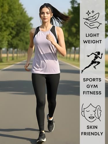 Image of White Moon Women's Gym Tank Top Combo | Pack of 2 Sleeveless Sports T-Shirts for Running, Training & Yoga