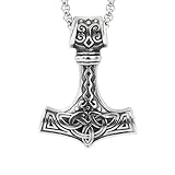 Viskmdi Vintage Norse Mjolnir Amulet Viking Necklace, Thor's Hammer Pendant With Stainless Steel Necklace For Men Thors Hammer Necklace Viking Jewelry For Men Women Norse Necklace