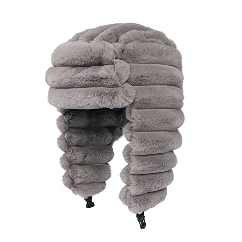 Winter Faux Fur Trapper Hats Men Women Russian Ushanka Hat with Ear Flaps Cozy Plush Hunting Snow Hat Earflap Cap