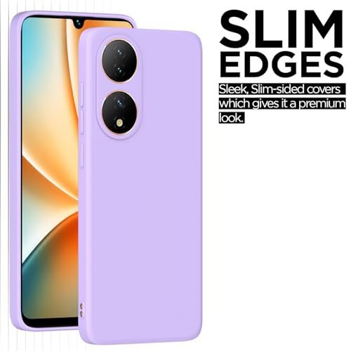 Image of Outlouders Back Cover for Vivo Y100 5G | Camera Protection | Durable Soft Matte Silicone Bumper Case (Purple)