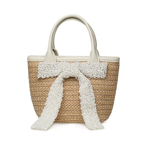 Sac en paille Steve Madden avec noeud multicolore chic pour femme