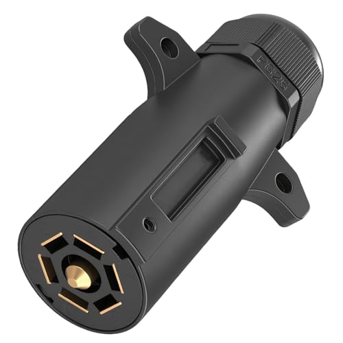 Image of 7 Pin Trailer Plug with Waterproof Seal,RV 7 Way Trailer Connector | Standard 7-way trailer plug for RV and towing applications. Provides secure electrical connection.