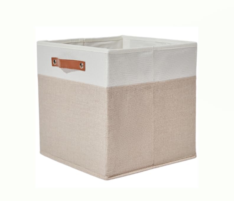 Cubes de rangement pliables en tissu blanc kaki pour placard et dressing modulable