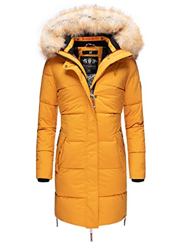 Navahoo Damen Warmer Winter Steppmantel Halina Yellow Gr. S
