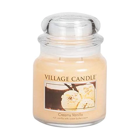 Village Candle Creamy Vanilla 16 oz Glass Jar Scented Candle, Medium Cover