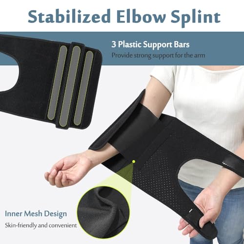 Elbow Splint Arm Brace Cubital Tunnel for Sleeping Night Splint Ulnar Nerve Entrapment Elbow Immobilizer Arthritis Sleeve Elbow Extension Brace for Tendonitis Tennis Pain Relief Elbow Stabilizer (Medium) - Image 3