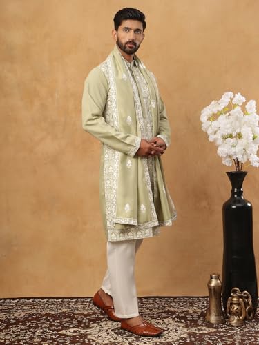 Image of Jompers Silk Blend Embroidered Kurta Pyjama Dupatta Set