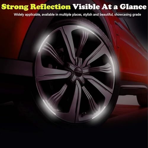 Image of 60PCS Car Sticker, Reflective Wheel Rim Stickers for Car, Bike, and Motorcycle, Glow in The Dark Stickers for Night Safety, Easy to Apply, Durable Adhesive (Green White Red)