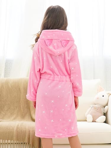 Image of Doctor Unicorn Soft Hooded Rainbow Bathrobe Sleepwear for Girls