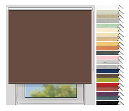 Preisvergleich Produktbild EFIXS Thermorollo Medium - 25 mm Welle - Breiten: 60-240 cm - Höhen bis 240 cm - Hier: 220 cm x 190 cm (Stoffbreite x Höhe) - braun (066) - Hitzeschutzrollo - Verdunklungsrollo