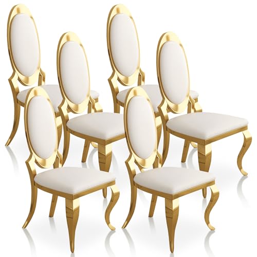 Luxury Faux Leather Dining Chairs Set of 6