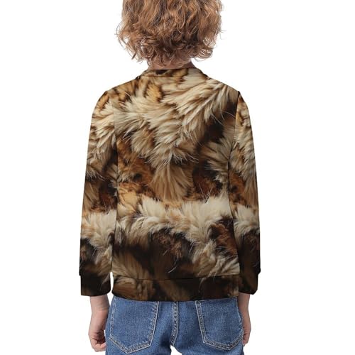 Furry Leopard SkinChildren's Casual Pullover Sweatshirt Loose Fit8-10Y2