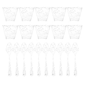 Zerodeko Mini Dessert Cups Met Lepels Clear Appetizer Parfait Mousse Dessert Shooter Cups Silver Voor Feest Bruiloft Verjaardag Catering Tumbler Cups 20 Sets