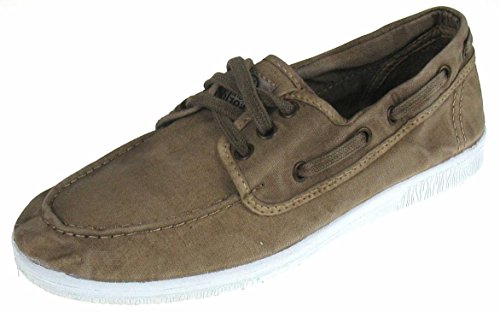 Natural World Eco - Zapatillas Hombre - Náuticos de algodón orgánico y Caucho - Color Beige - 303E