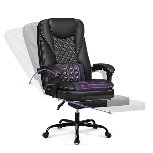 Dochair Silla Oficina Ergonómica Silla Escritorio Hasta 140 Con Reposapiés Reposacabezas Función Mecedora Silla Giratoria Imitación Cuero, Negro Dochair Silla Oficina Ergonómica Silla Escritorio Hasta 140 Con Reposapiés Reposacabezas Función Mecedora Silla Giratoria Imitación Cuero, Negro