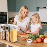 Withosent 4 pojemniki na zapasy z pokrywką, pudełko do przechowywania, hermetyczne, z tworzywa sztucznego, pojemnik musli, zestaw pojemników zapasy