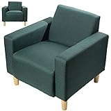Single Sofa Accent Chair Upholstered Club Chair Arm Chair Living Room Bedroom Sofa Chair Mid Century Modern Comfy Contemporary Fabric Chair Couch Home Office (Forest Green, Without Cushion)